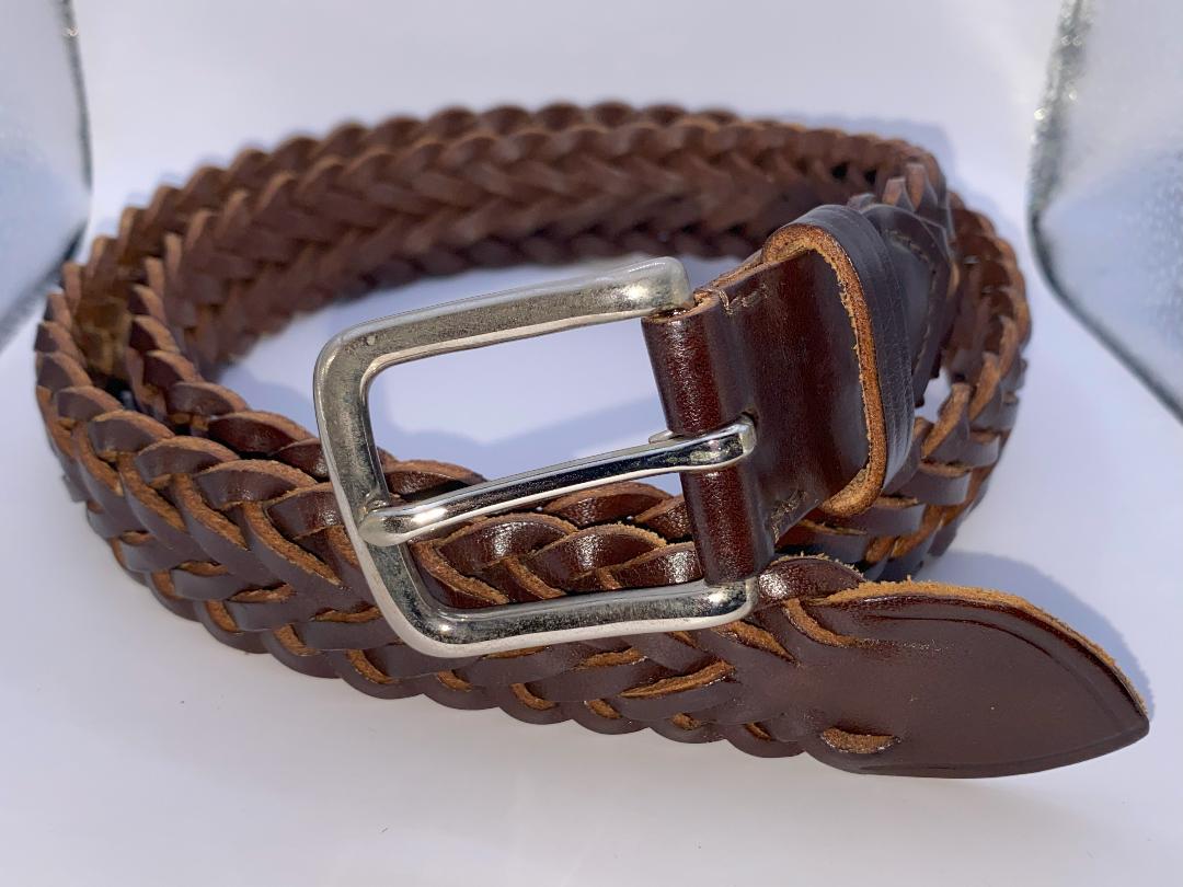 Whitehouse Cox P1127 メッシュレザーベルト 34インチ 濃茶