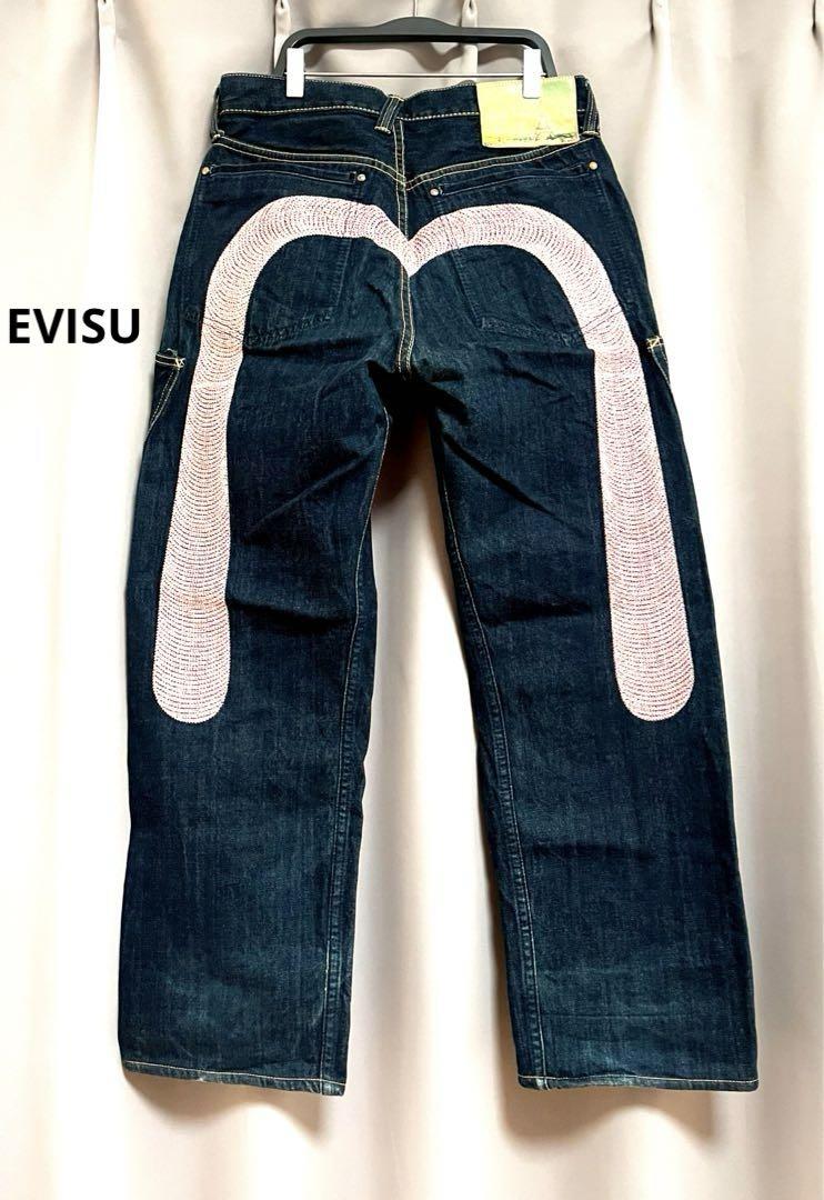 EVISU パリ限定 大黒デニム カモメ 刺繍 戎 ピンク カーゴポケットデニム