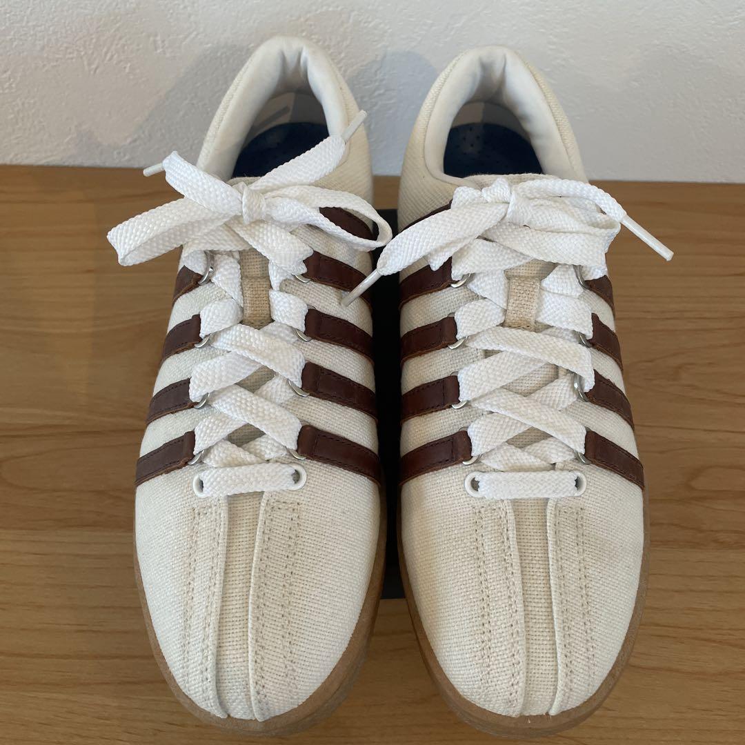 K・SWISS ホワイト/ブラウン ストライプ スニーカー　24.5㎝