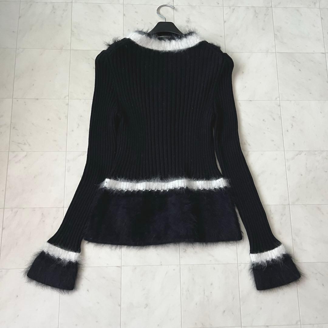 美品♡シャネル ココマーク ウール アンゴラ ニット ファー 42 ブラック 美品♡シャネル ココマーク ウール アンゴラ ニット ファー 42 ブラック