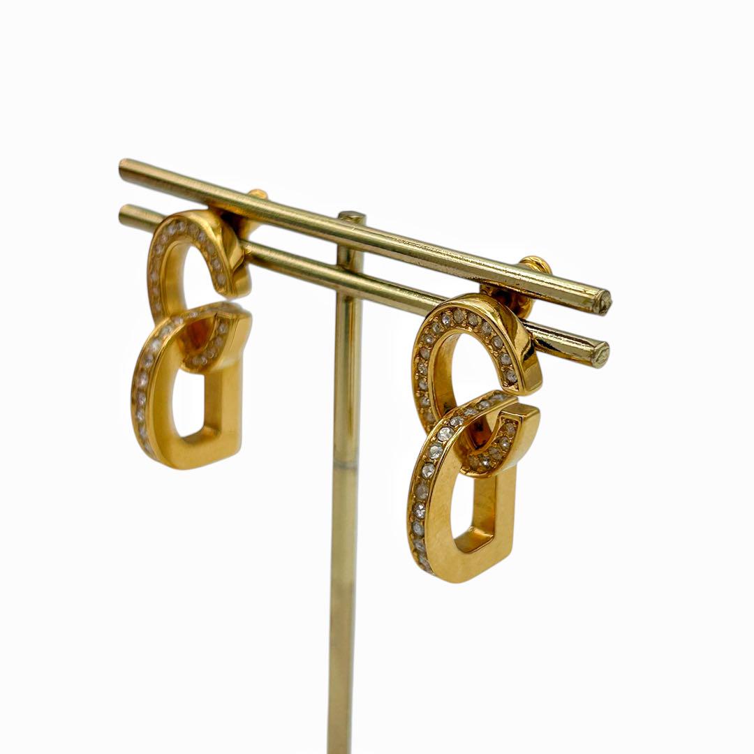 【美品】Dior CD Lock ピアス ゴールド クリスタル 両耳