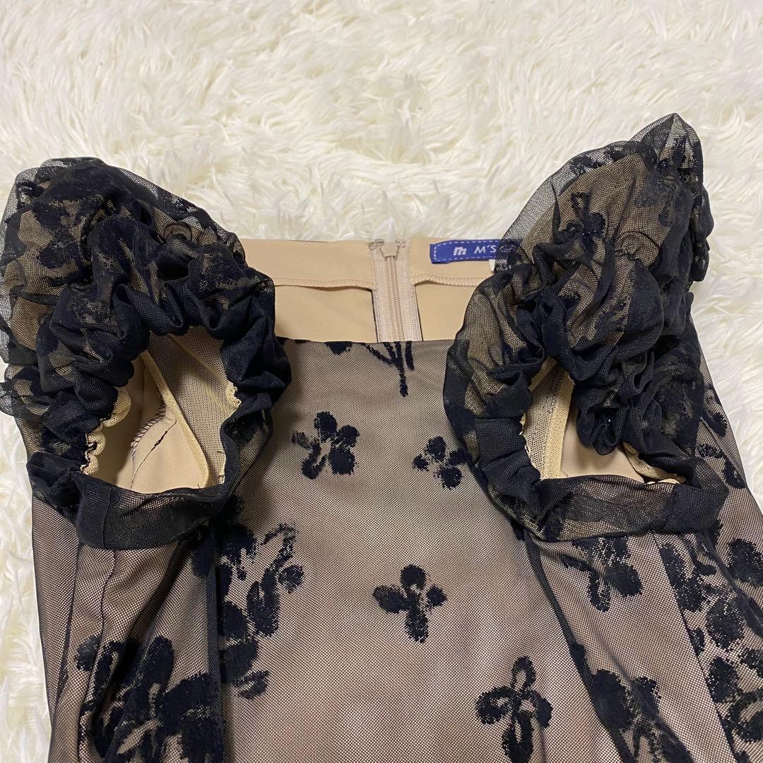 【M'S GRACY】 ワンピース 半袖 膝丈 レース 花柄 総柄