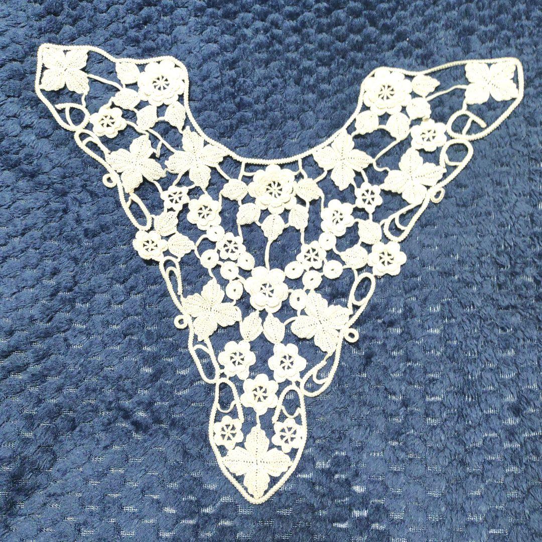 アイリッシュクロッシェレース 花柄レース つけ襟 一点物 ハンドメイド