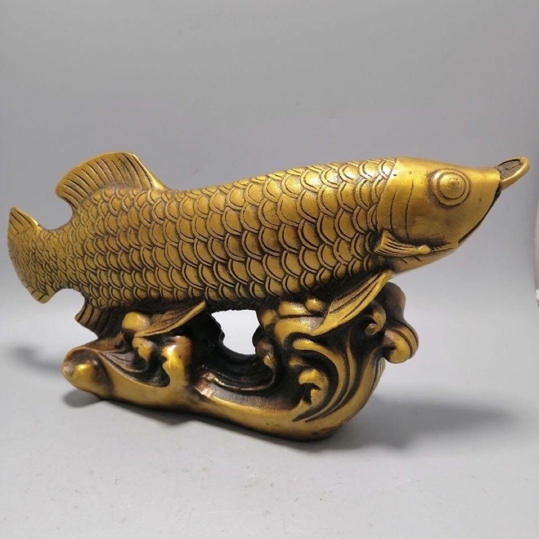 金魚置物 金魚銅像 銅雕ティーポット 金属工芸品 金龍魚