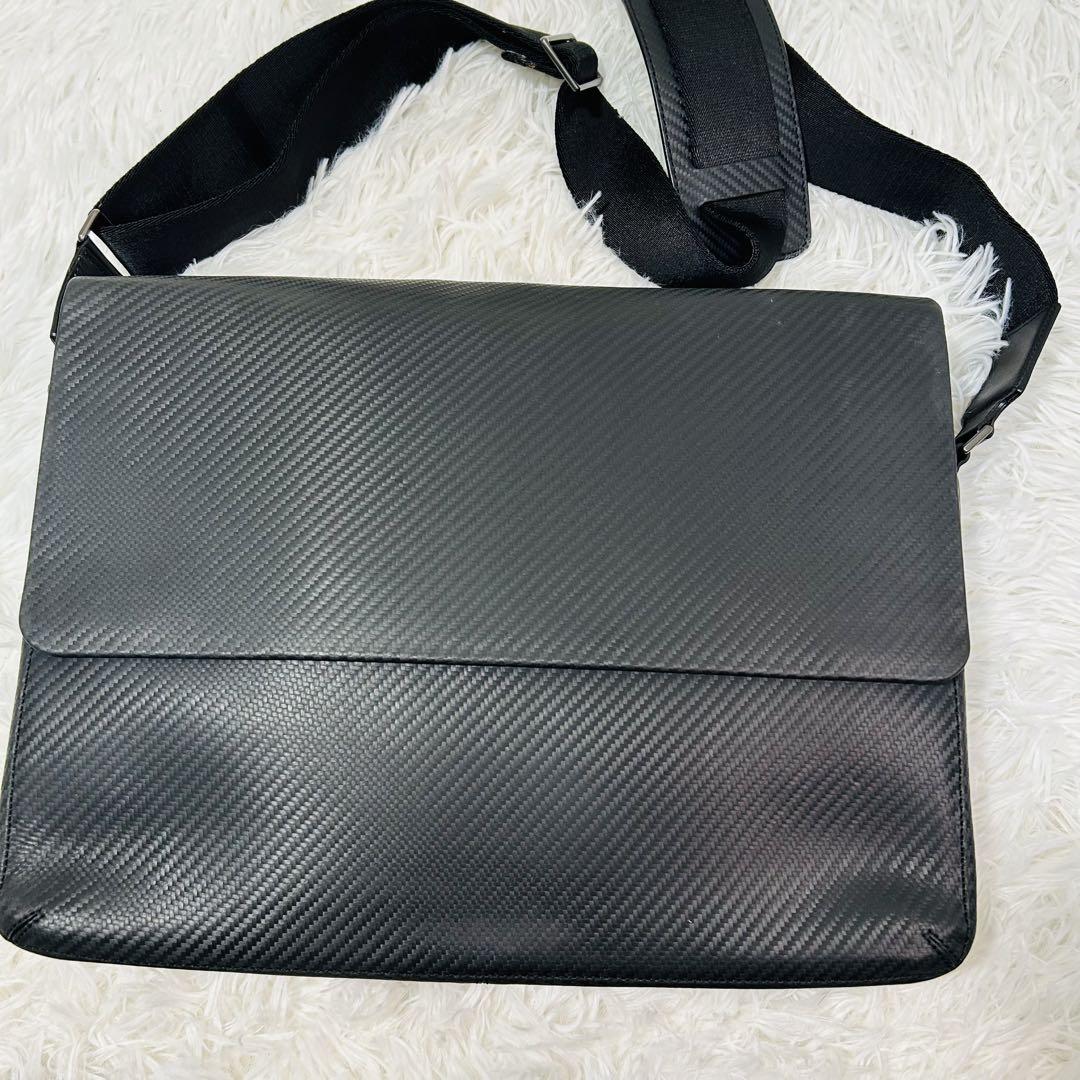 美品! ダンヒル シャーシ ADロゴ ショルダーバッグ レザー ブラック 斜め掛