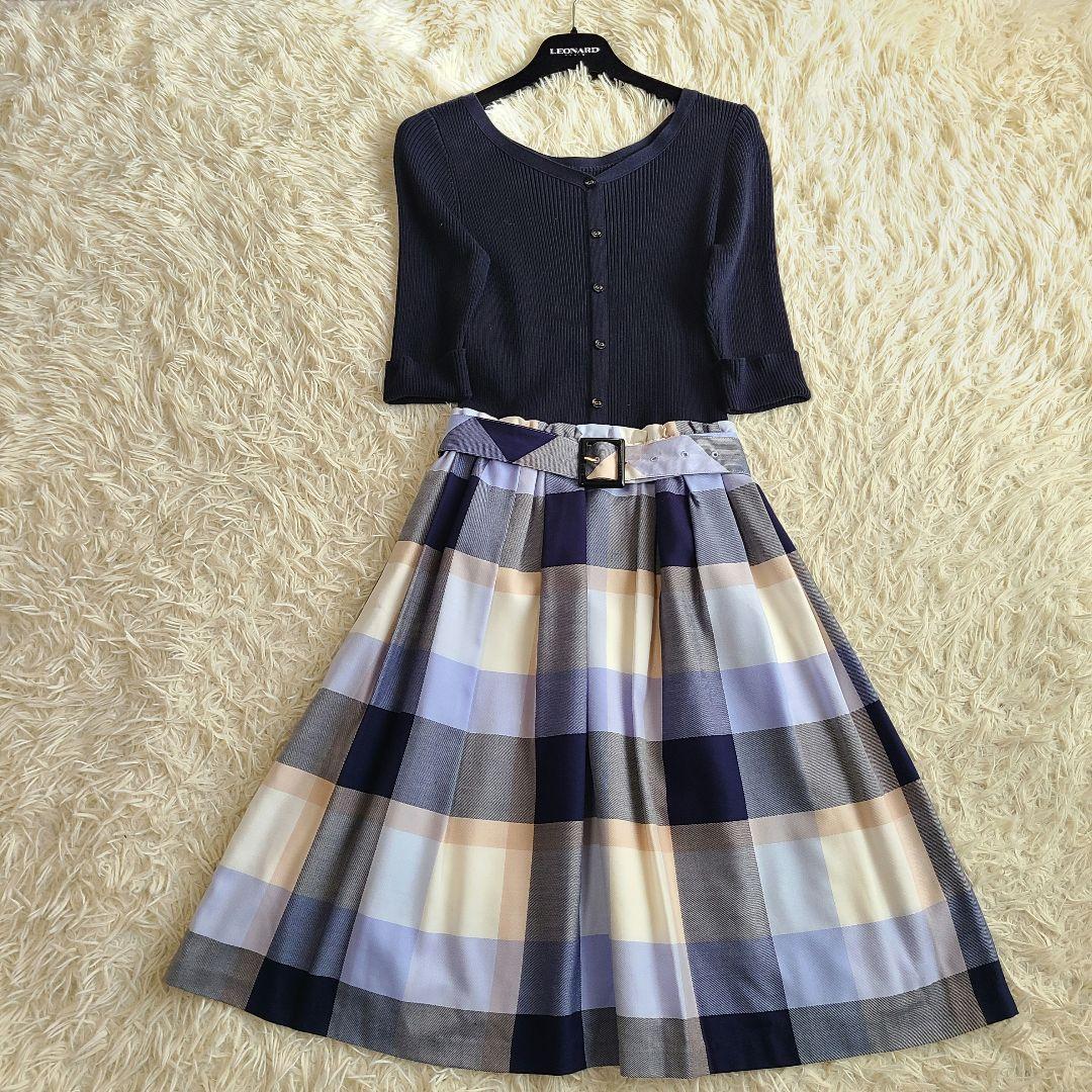 級 現行 ブルーレーベル クレストブリッジ ニットワンピース チェックM BLUE LABEL CRESTBRIDGE