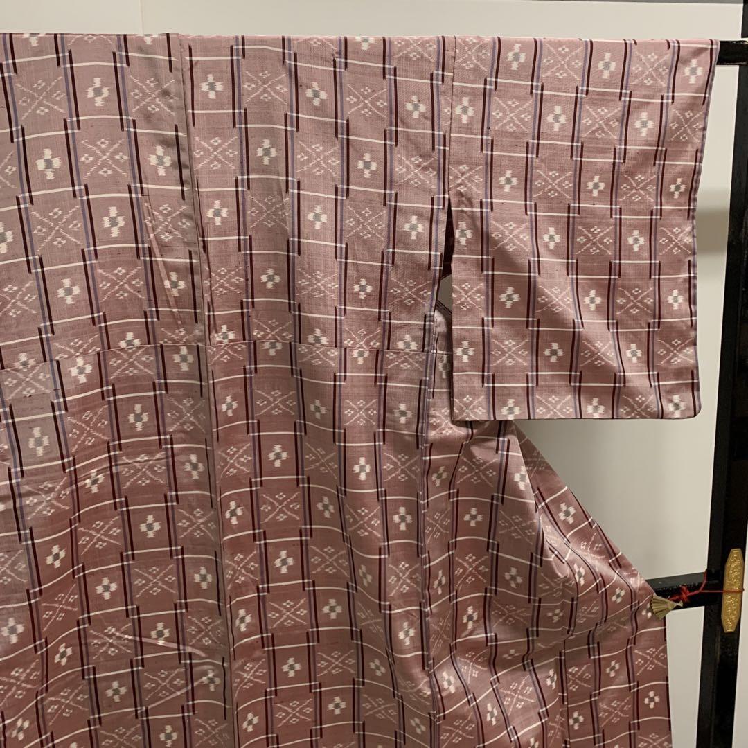 本場琉球紬 単衣仕立て 琉球絣 正絹 証紙付きG-516