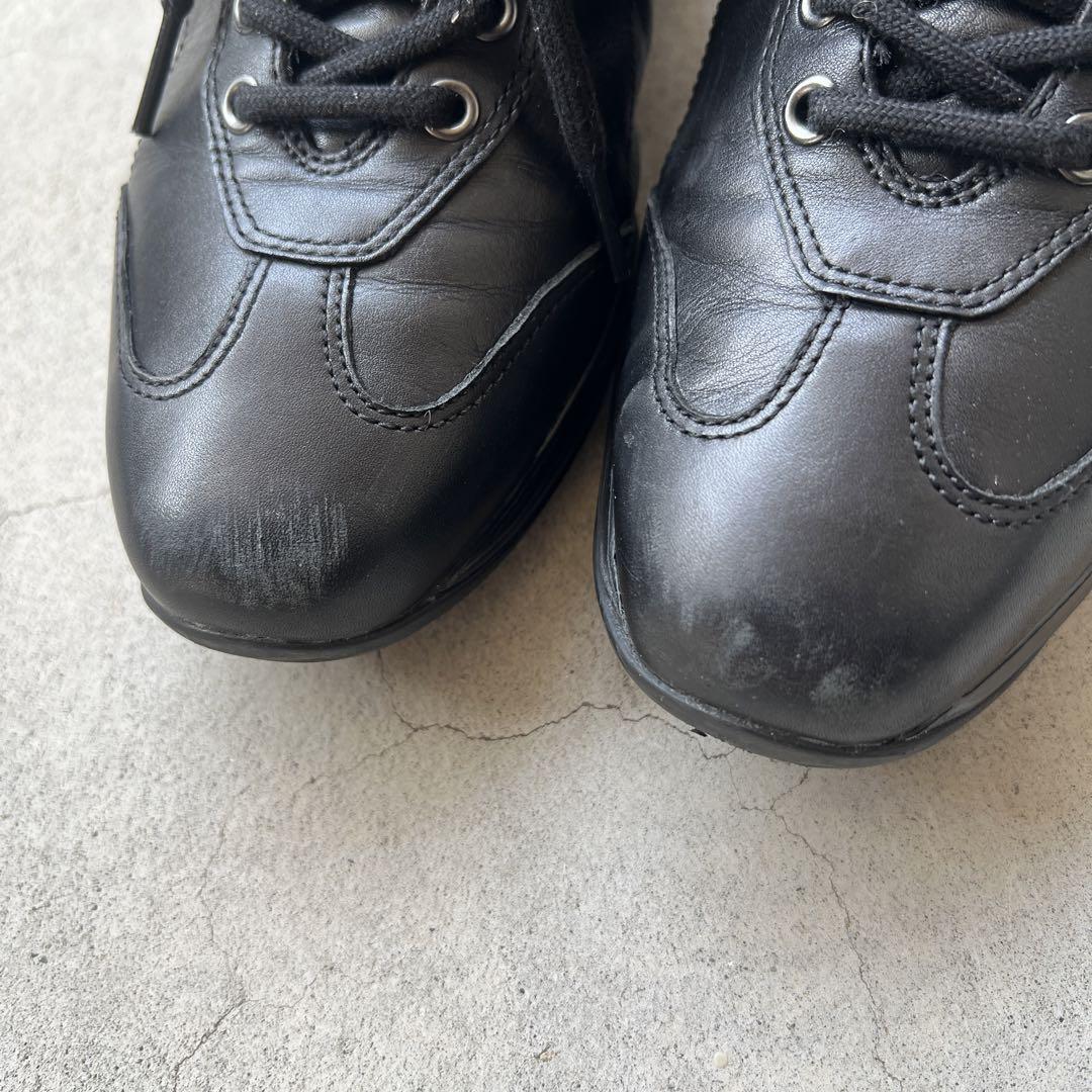 靴 PRADA SPORT Emblem Leather Shoes Black