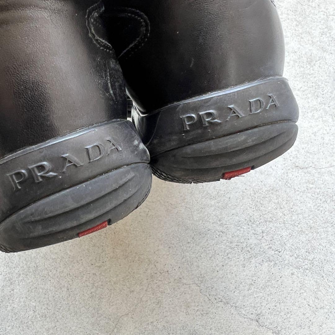 靴 PRADA SPORT Emblem Leather Shoes Black