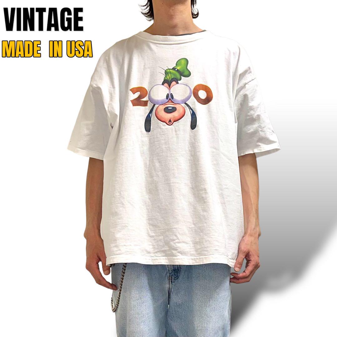 激レア 00s USA製 disney グーフィー ビッグフェイス Tシャツ