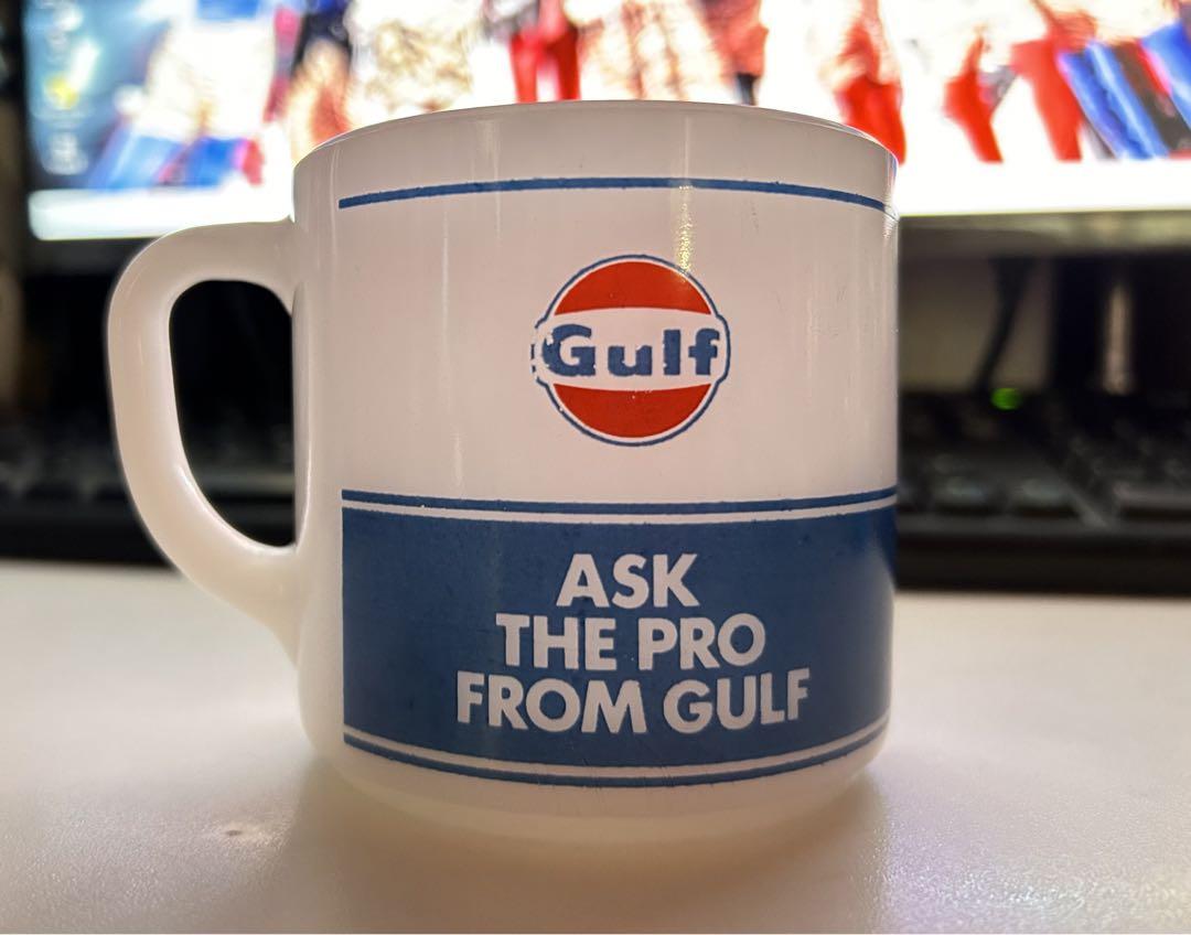 フェデラル　ガルフ　Federal GULFマグカップ　ミルクガラス