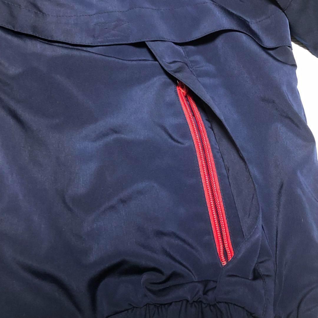 企業系 刺繍ロゴ ジップアップ サテン ナイロンジャケット ネイビー 2XL