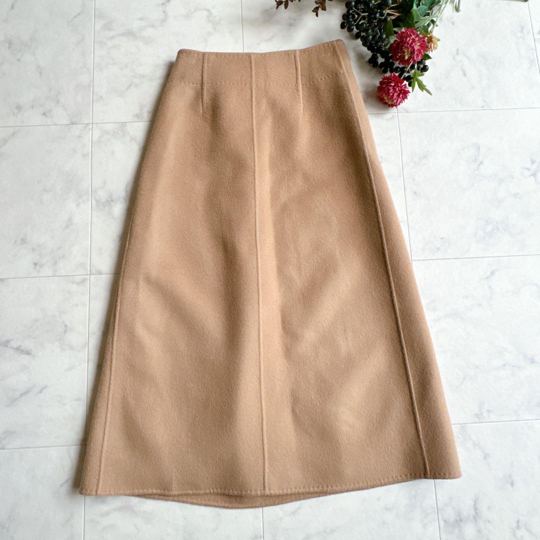 極美品 エブール ebure 高品質ウール スカート ミドル ステッチ