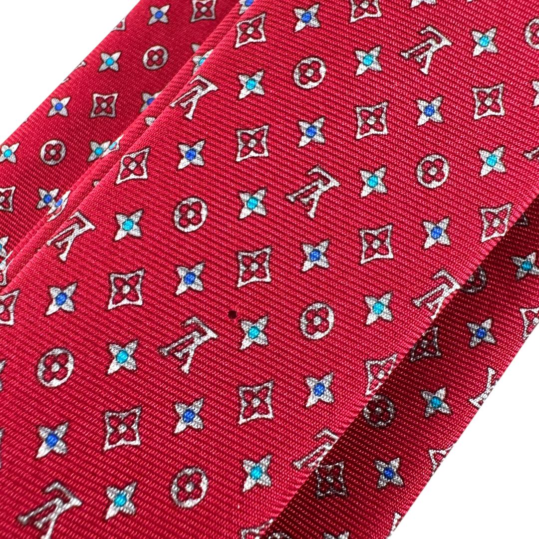 ■ルイヴィトン■ネクタイ■ロゴ■レッド系■J0444