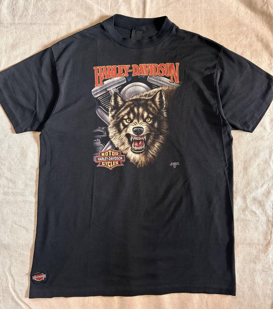 90s HARLEY DAVIDSON 3D EMBLEM TシャツUSA製