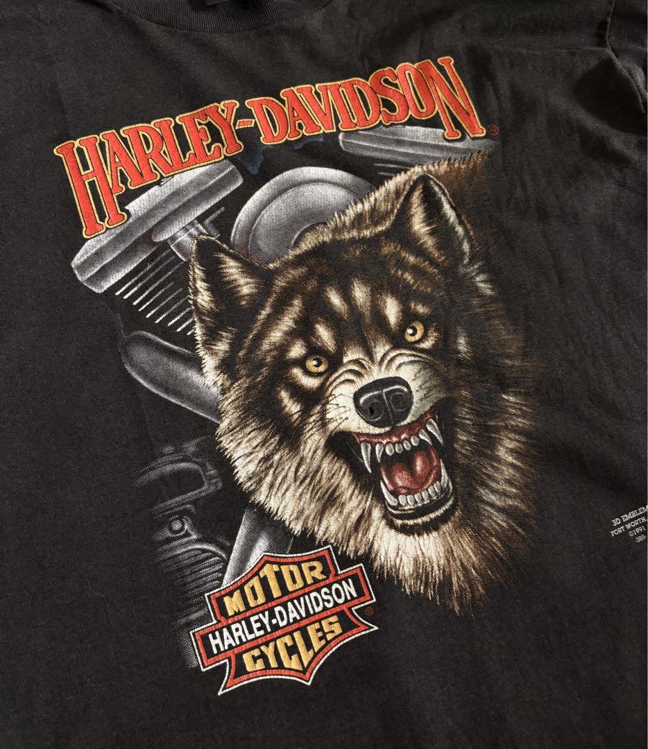 90s HARLEY DAVIDSON 3D EMBLEM TシャツUSA製