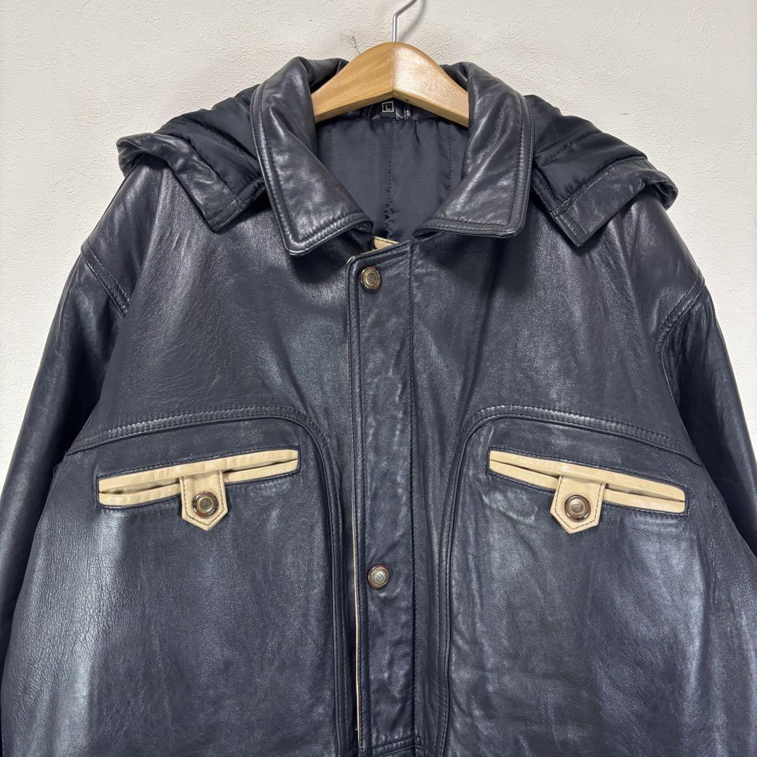 Storm Bird シープ レザー マウンテン ジャケット コート ネイビー