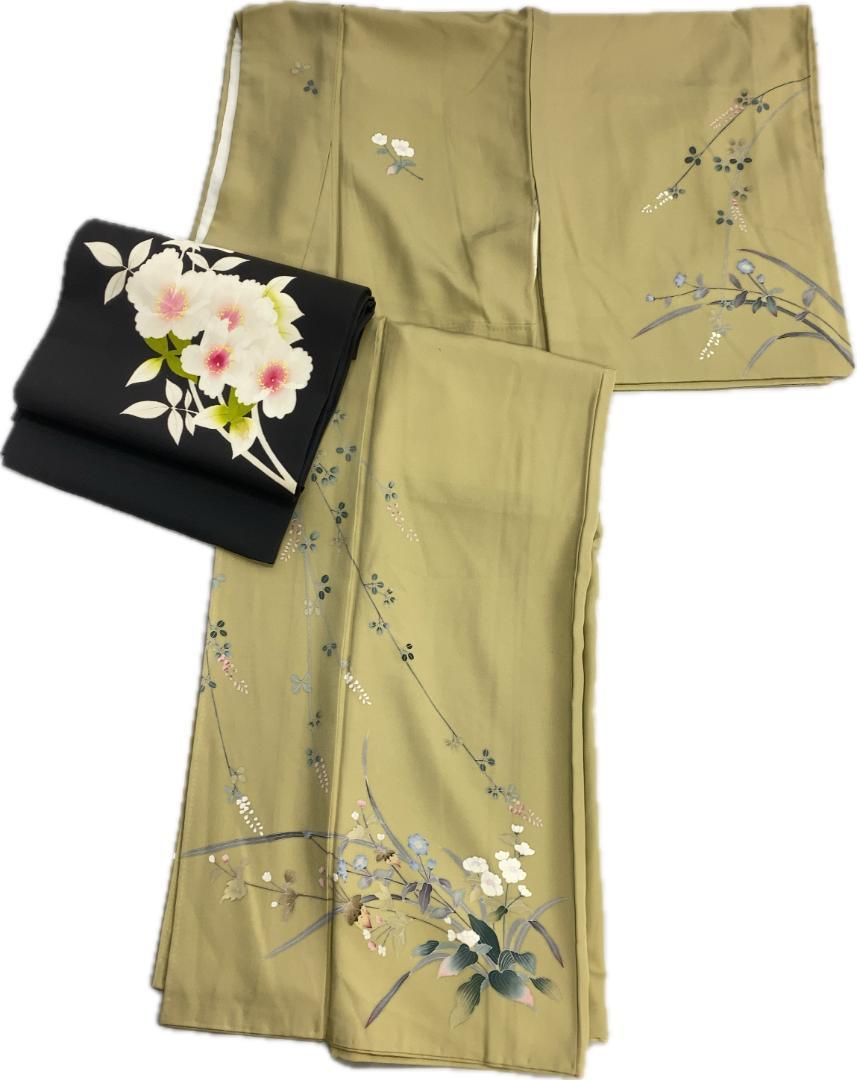 【S1248】着物 訪問着・付下 袷 正絹 椿 落款有り 単品販売♪