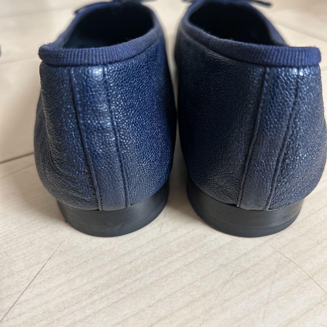 CHANEL ネイビー バレエシューズ 37,5