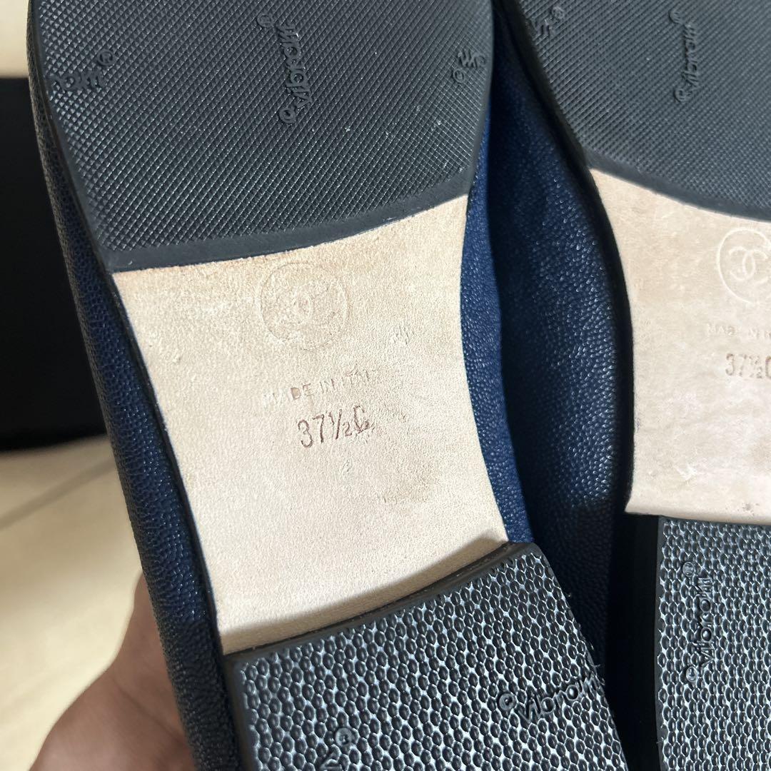 CHANEL ネイビー バレエシューズ 37,5