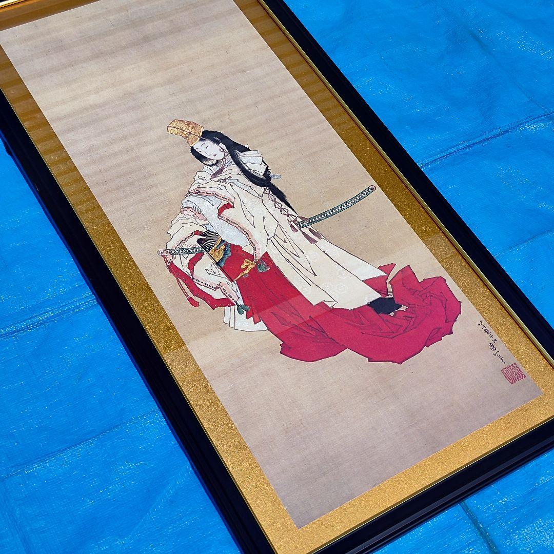 日本画 伝統的な衣装の女性額絵 白拍子（しらびょうし）美人画