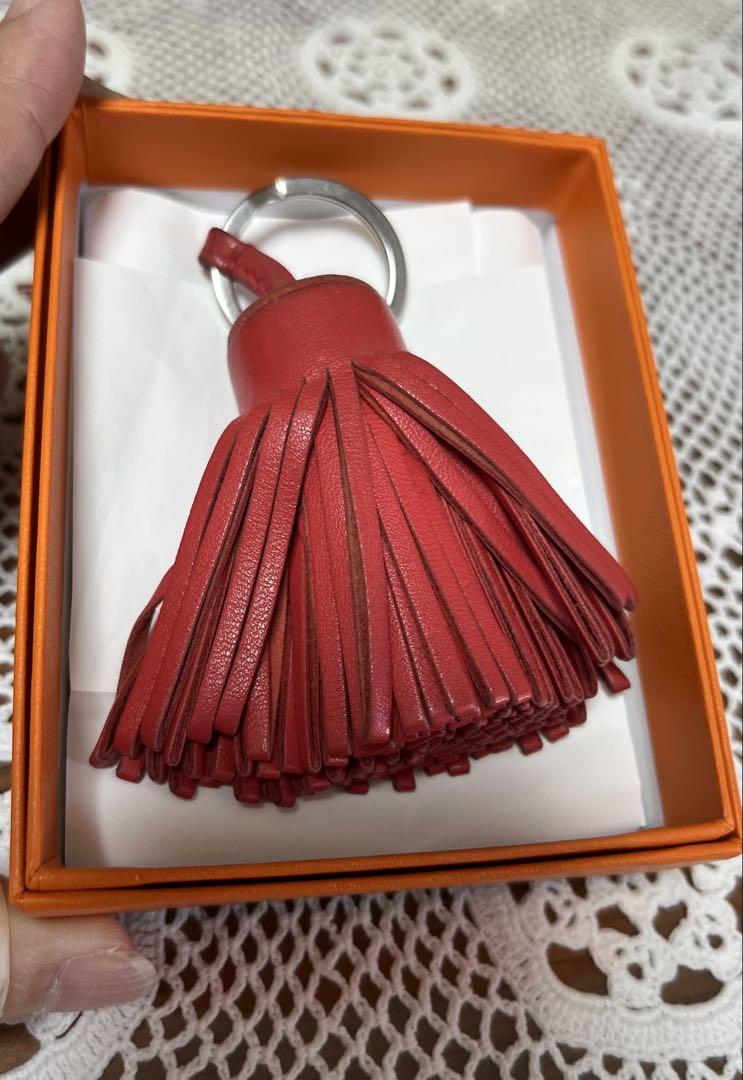 HERMES レザー キーホルダー レッド