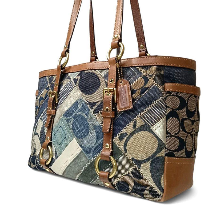 【良品】コーチ COACH ハンドバッグ 肩掛け デニムパッチワーク 希少モデル