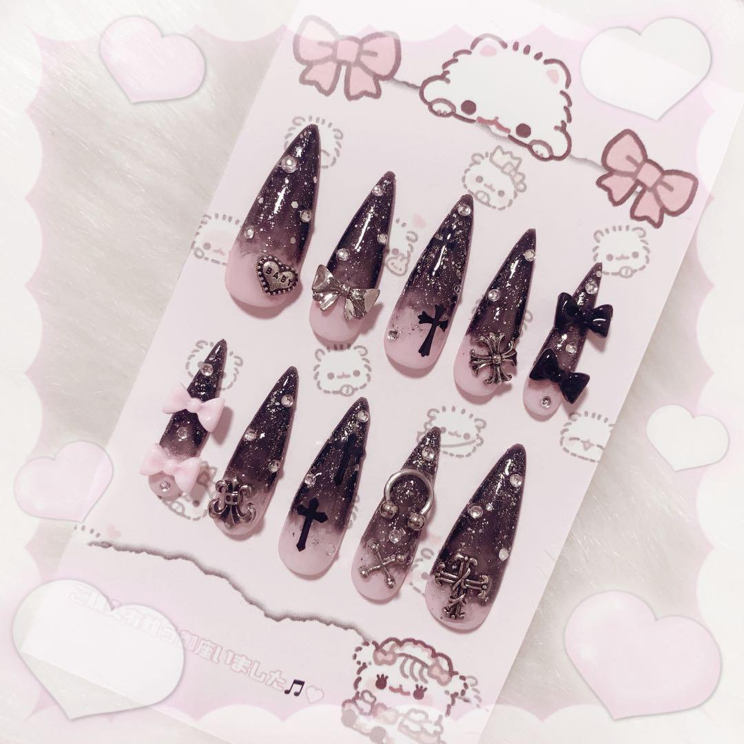 〔現品〕萌えにゃんホイップネイル♥ ネイルチップ 平成女児 量産型 チョコレート 現品〕萌え萌え♡にゃんこメイド 量産型 平成女児 ネイルチップ