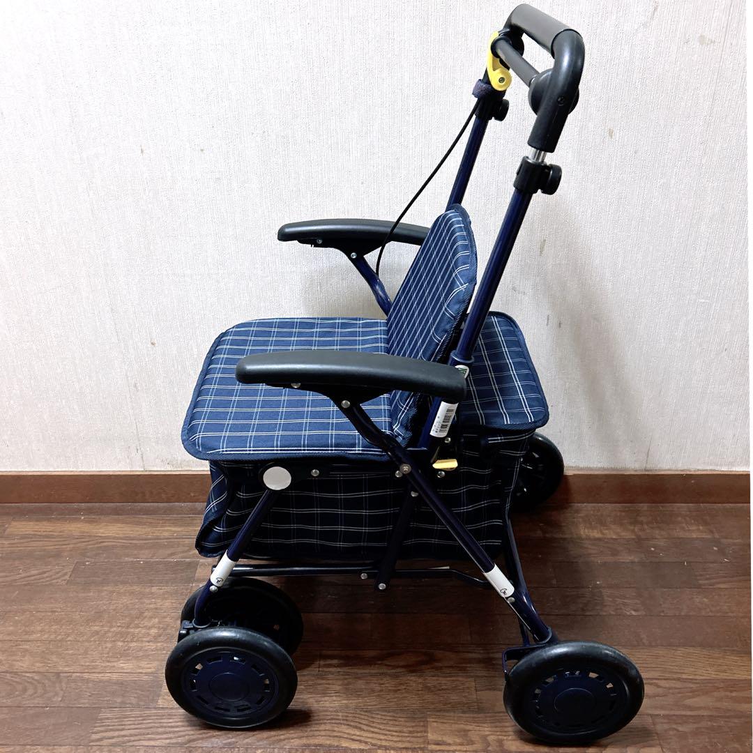 ✨良品✨象印ベビー シルバーカー サンポーレダブル 歩行補助車 ネイビーチェック