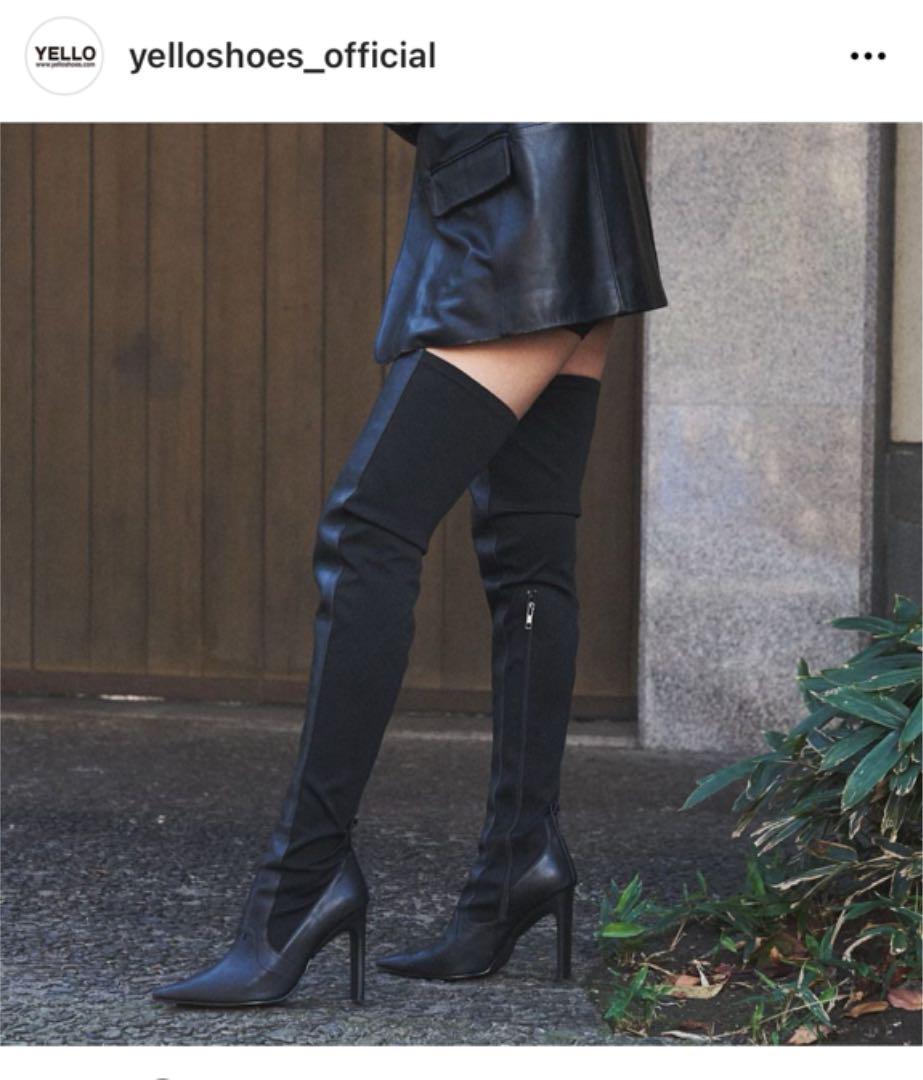 YELLO DRAMA LONG BOOTS ブーツ ブラック Mイエロ
