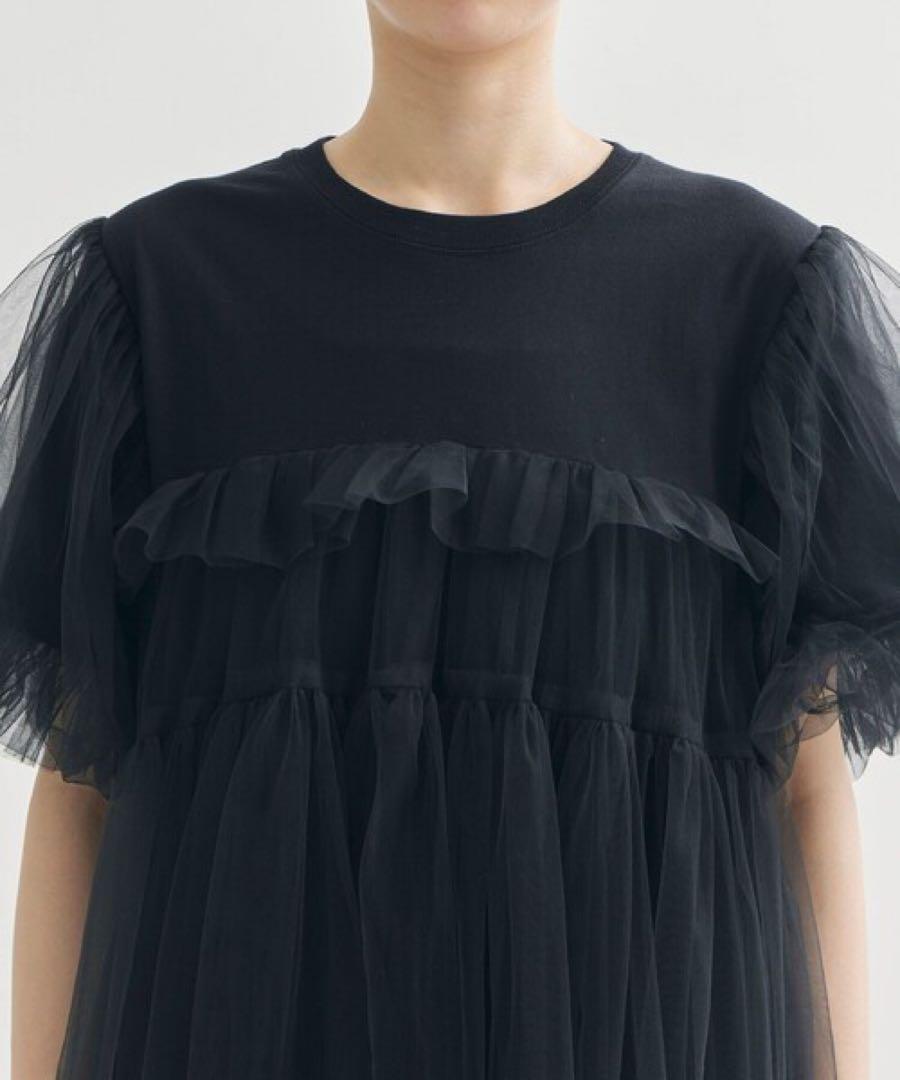 【VIVIANO/ヴィヴィアーノ】Tulle Lyered T-shirt