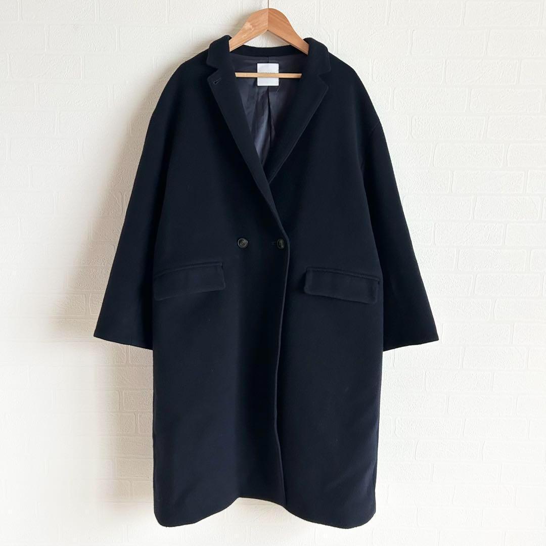 北欧暮らしの道具店 3WAYアレンジ襟のかろやかチェスターコート グレー 美品✨北欧 3WAYアレンジ襟のかろやかチェスターコート ネイビー
