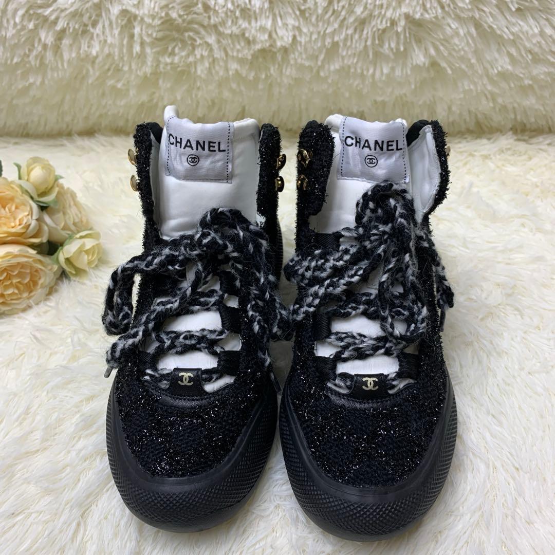 CHANEL ココネージュ CCロゴ ツイード レースアップ スニーカー CHANEL ココネージュ CCロゴ ツイード レースアップ スニーカー
