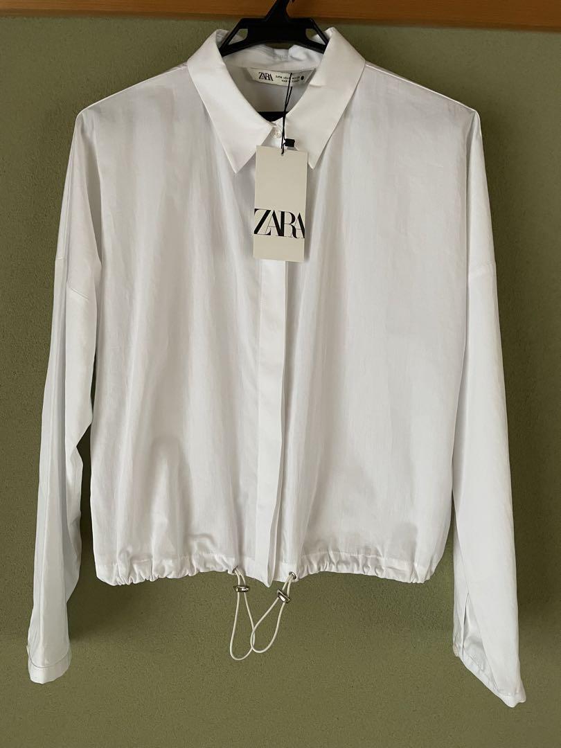 ZARA - 【完売品】zara フリル付ストライプ柄ポプリンシャツの