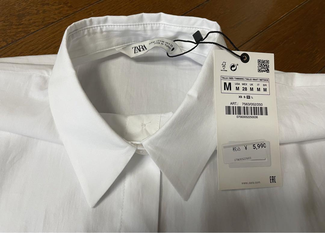 ZARA - 【完売品】zara フリル付ストライプ柄ポプリンシャツの