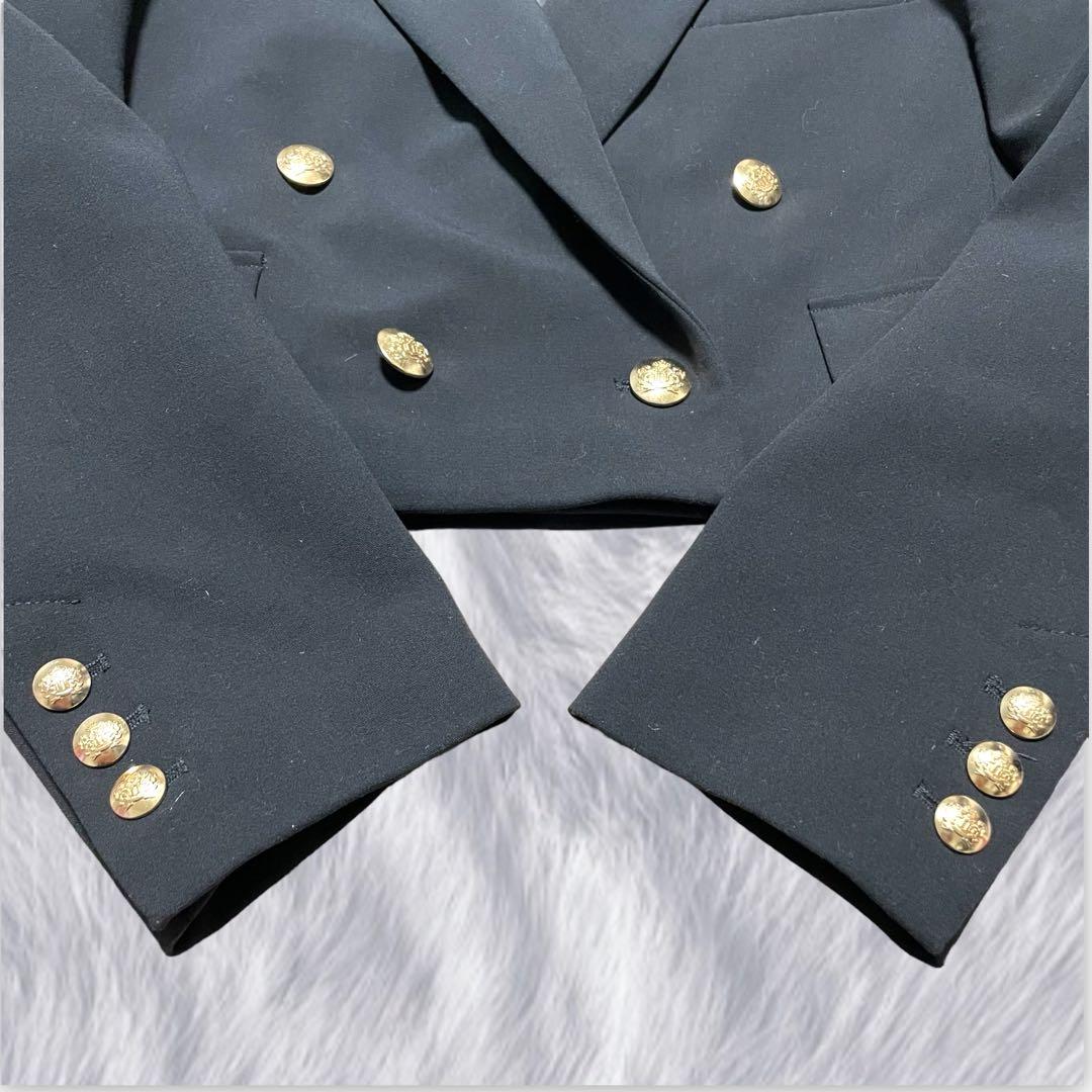 ZARA】美品ザラ クロップドダブルブレストブレザー 金ボタン ブラック