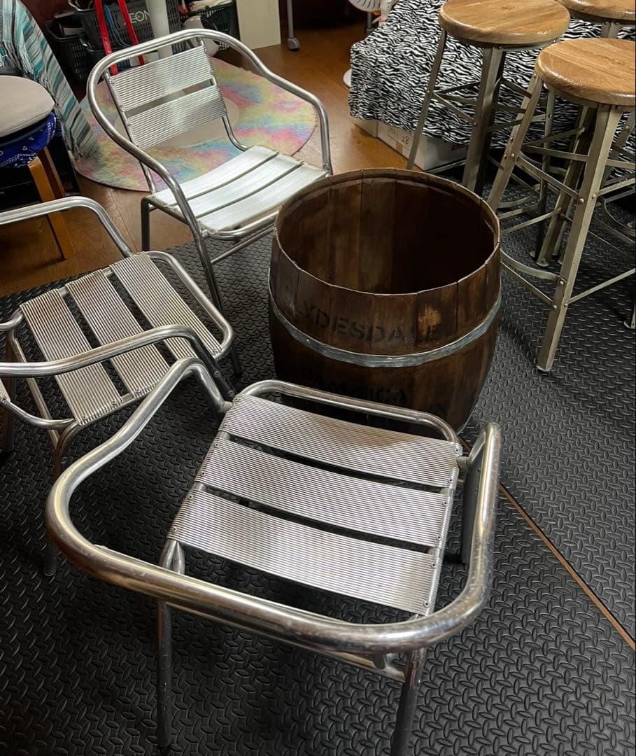 アルミデッキチェア3脚セットやや傷や汚れあり