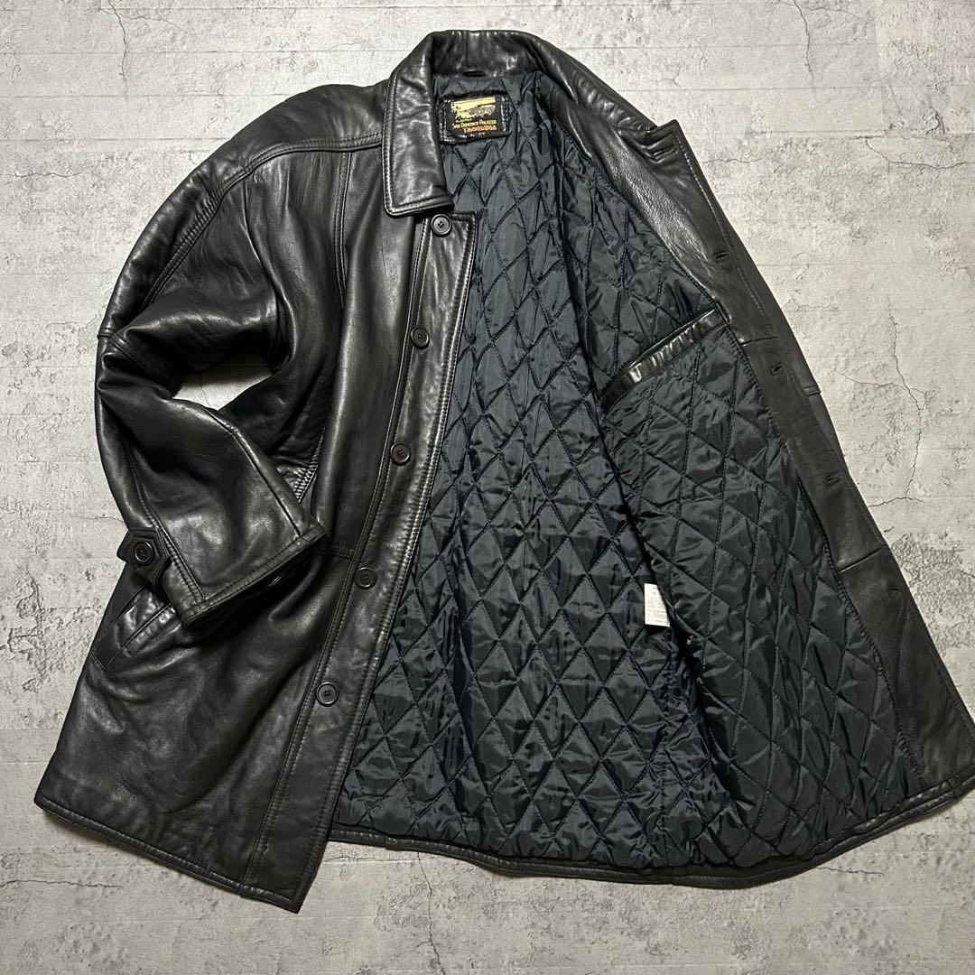 カーコート 黒 レザー ジャケット ボタン留め