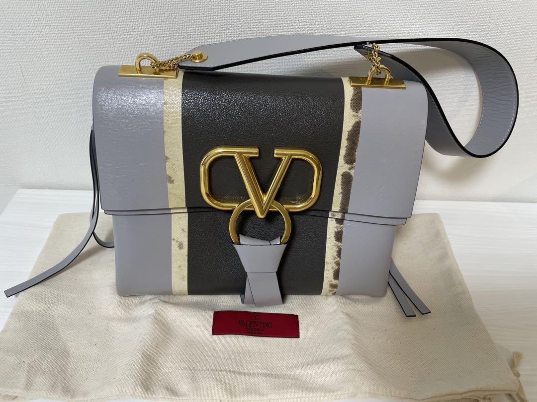極美品 VALENTINO VロゴショルダーバッグVリングブルー