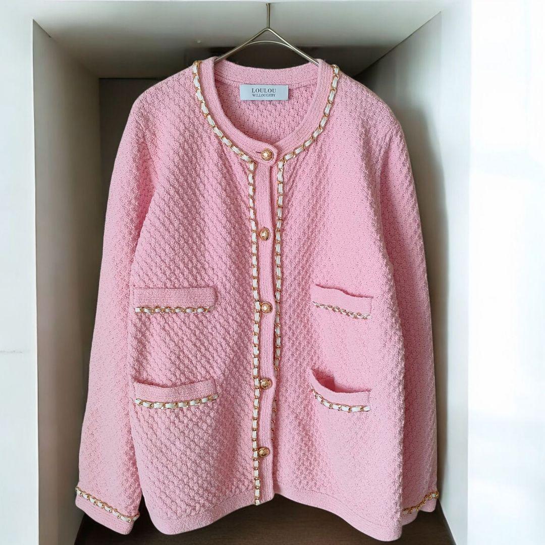LOULOU WILLOUGHBY 24SS チェーントリムクルーカーディガン