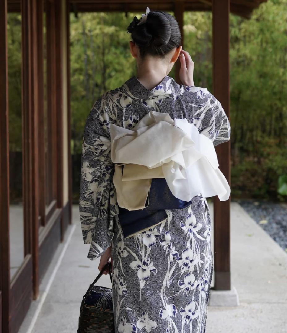 【新品】［utatane×Acka.］鮫小紋と菖蒲 navy 浴衣4set