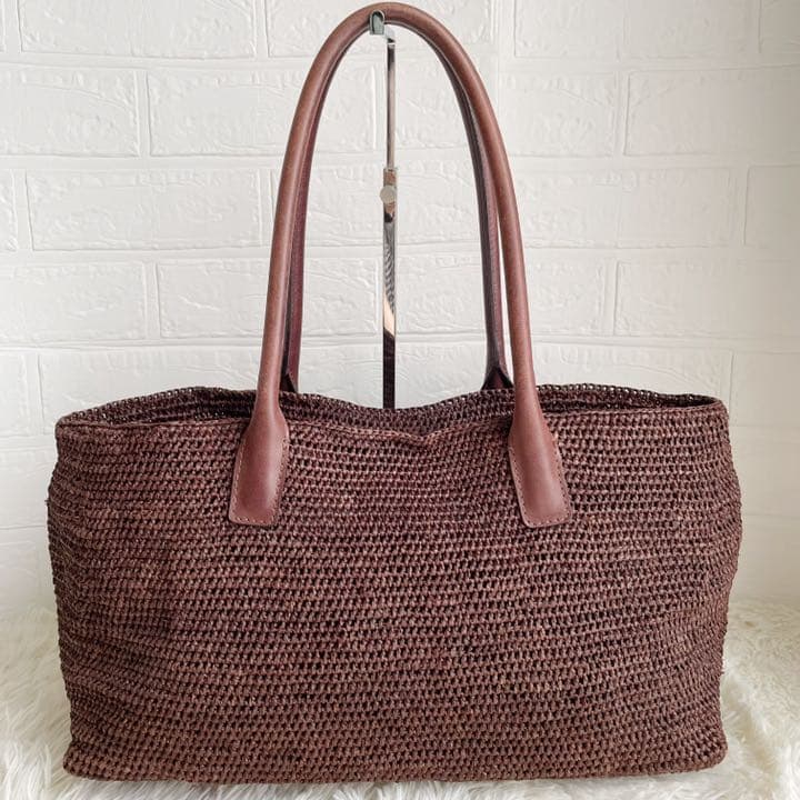 ヘレンカミンスキー トートバッグ ラフィア かごバック ダークブラウン