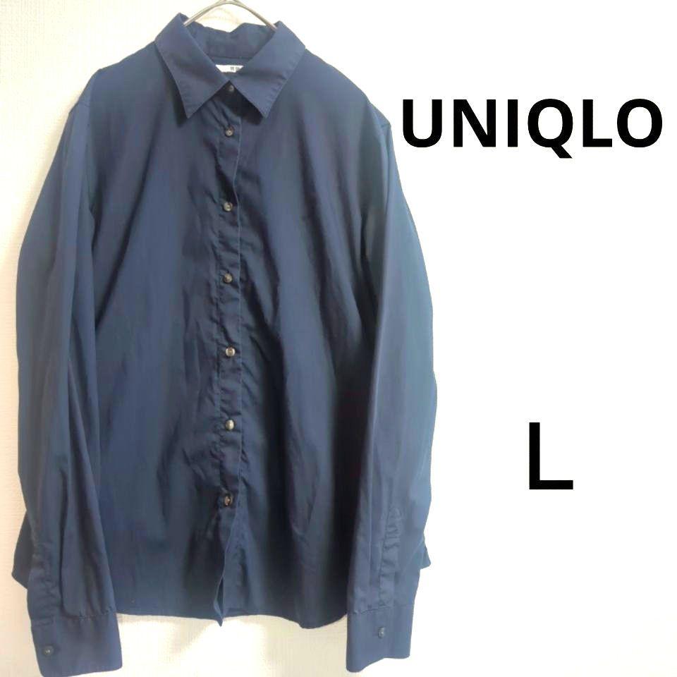 UNIQLO レディース 长袖シャツ Ｌサイズ 绀色 ユニクロ きれいめ 秋