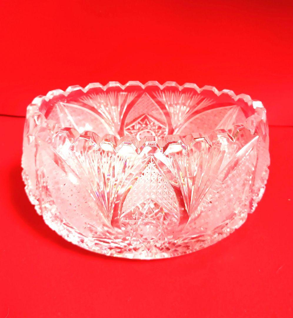 【美品】カットガラスクリスタルガラス花瓶フラワーベース