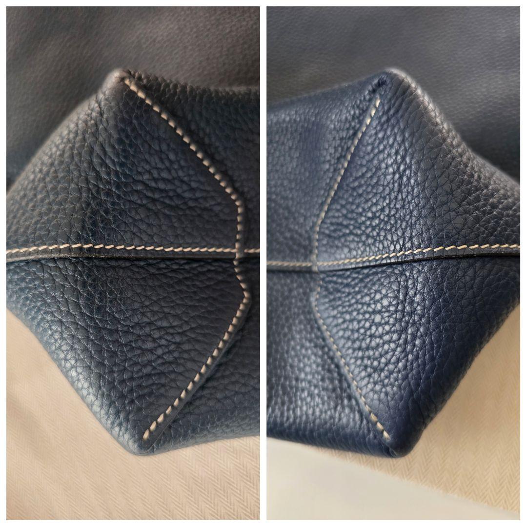 正規店仕入れの 極美品】Hermes エルメス ネイビー×ライト ドゥブルセンス45 バッグ