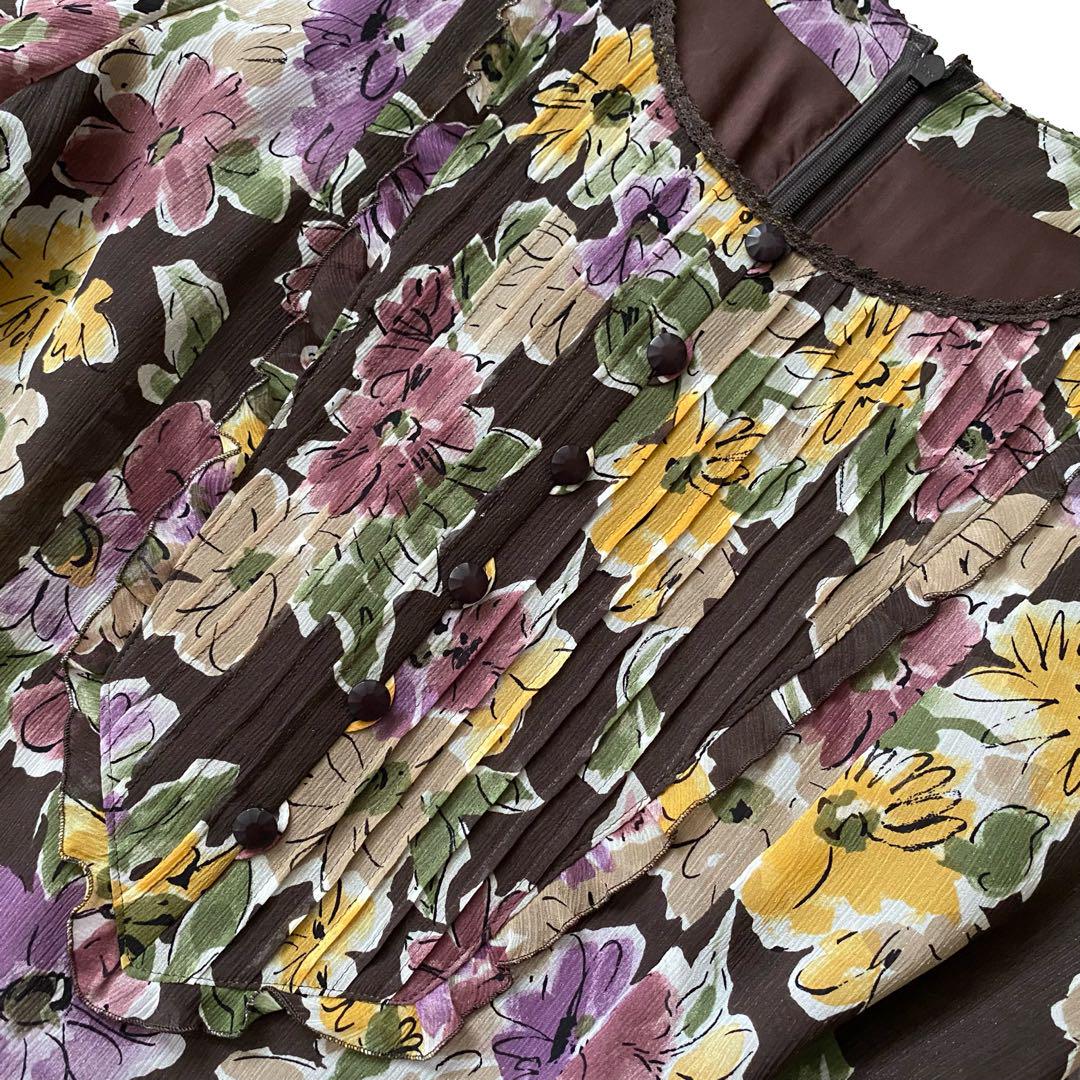 美品 Leilian レリアン 花柄 半袖 ワンピース 13+ 大きい - メルカリ