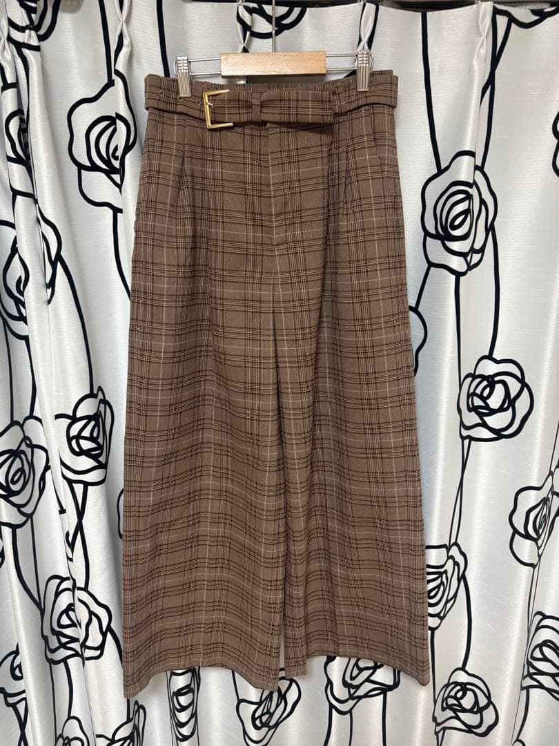 ベルト付きタックワイドパンツ リリーブラウンS Lily Brown