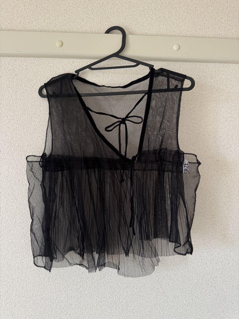 PERVERSE Pleats Layered Sheer Top