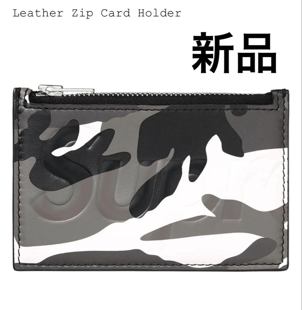 25SS 新品 Supreme Leather Zip Card Holder