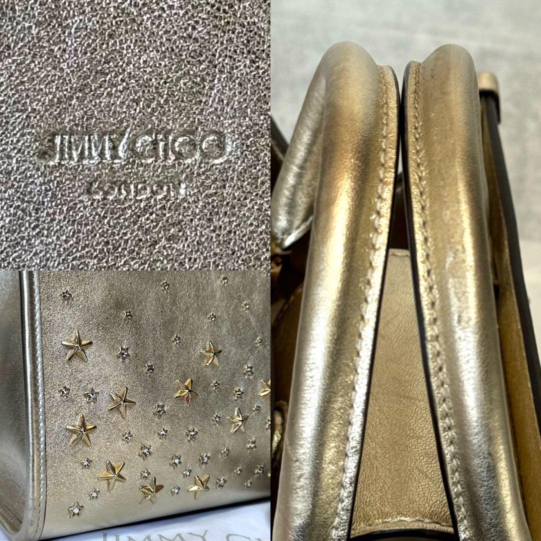 今週の新着アイテム 良品 JIMMY CHOO AVENUE/S ライトゴールド 2WAY TOTE バッグ